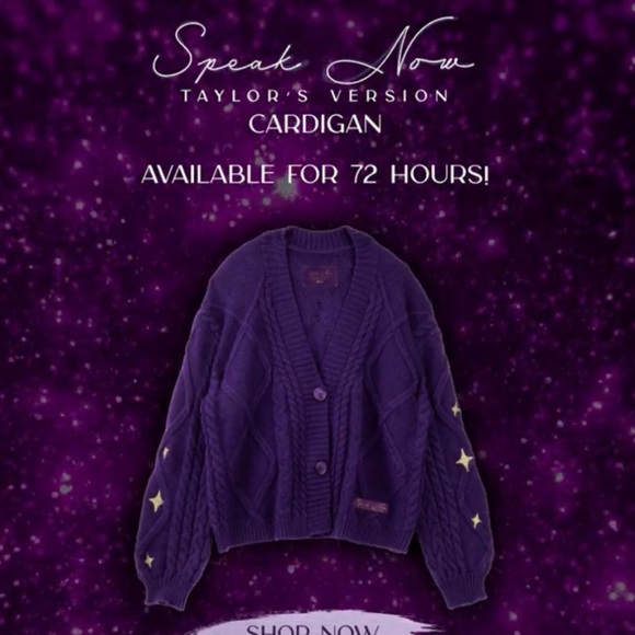 NWT Taylor Swift Speak Now Cardigan - Rare - Picture 1 of 6